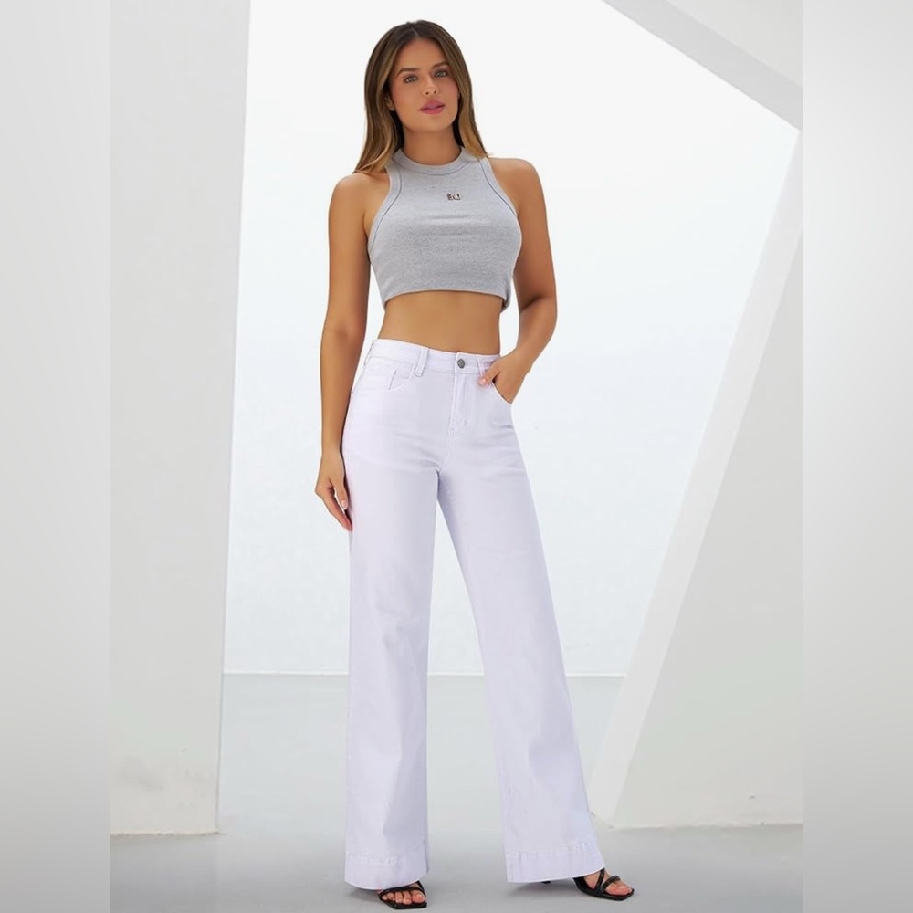Wide Leg High Waisted Stretchy Trouser Jeans